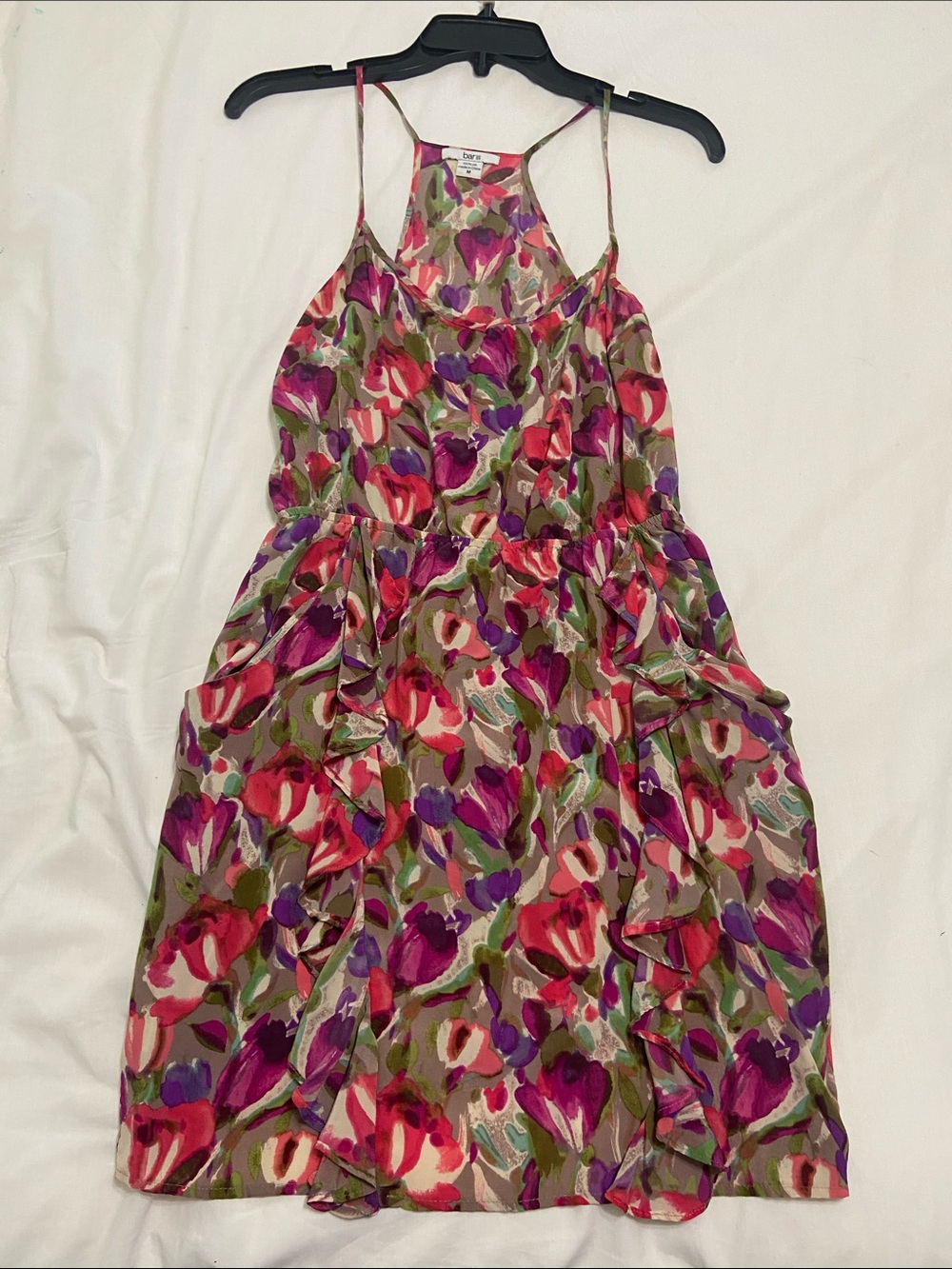 Bar III Floral Halter Mini Dress in Pink, Purple and Green